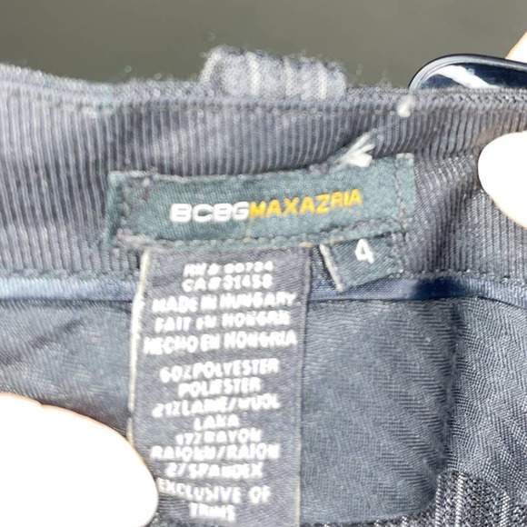 BCBGMAXAZRIA Wool Stripe Pants Womens 4 Black Gray Black Ribbon Detail Flare Leg - Picture 7 of 11